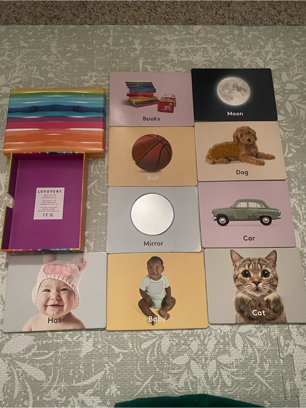 Lovevery "Things I See" Texture Cards Picture Montessori Learning Baby Toys EUC